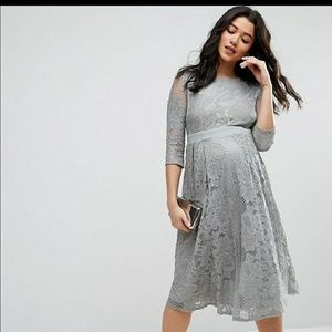 ASOS maternity grey lace dress
